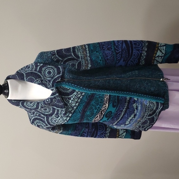 Kooi LAMBSWOOL CHUNKY ZIP UP MULTICOLOR SWEATER JACKET - Picture 11 of 15